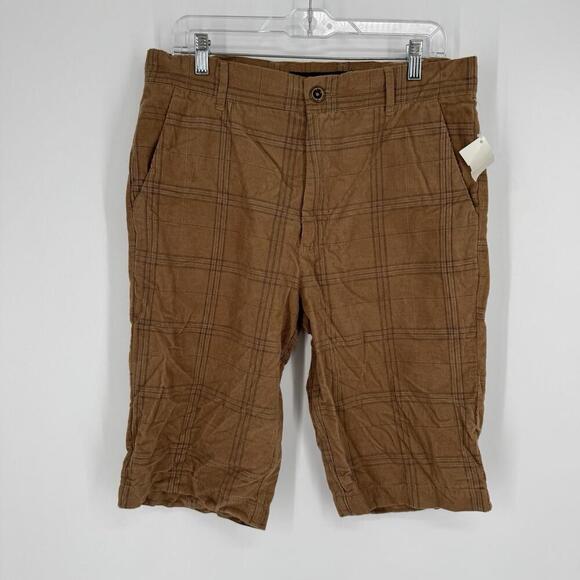 Billabong shorts mens 32 brown plaid check 90s y2k grunge skater summer casual - Picture 1 of 8